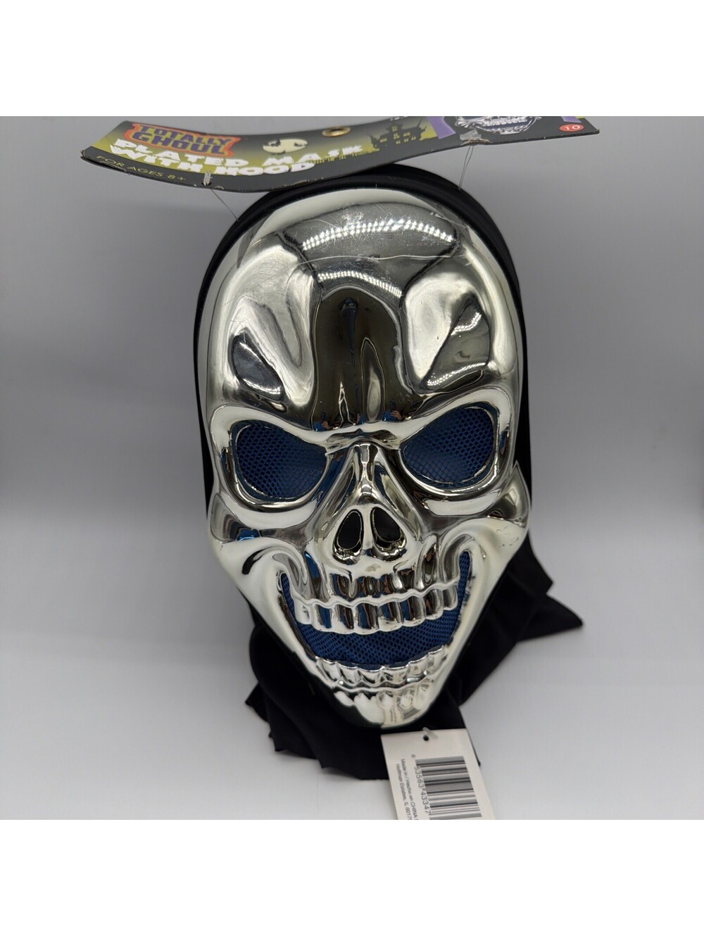 Totally Ghoul Chrome Plated Halloween Mask With Hood One Size Fits Most New